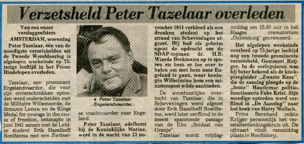 Een Biografie Over Spion Peter Tazelaar: Zijn Leven Als Soldaat Van Oranje Een Biografie Over Spion Peter Tazelaar: Zijn Leven Als Soldaat Van Oranje