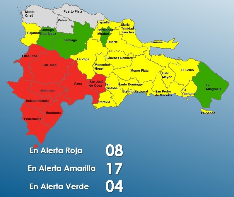 El COE Declara Alerta Amarilla En 9 Provincias Y Verde En 5 El COE Declara Alerta Amarilla En 9 Provincias Y Verde En 5
