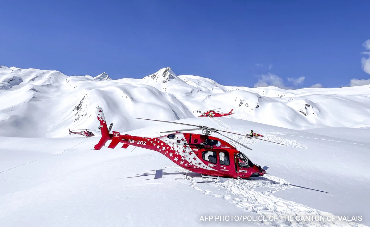 Helicopter And Ground Evacuation Of Livestock In Swiss Alps Following Landslide Warning Helicopter And Ground Evacuation Of Livestock In Swiss Alps Following Landslide Warning