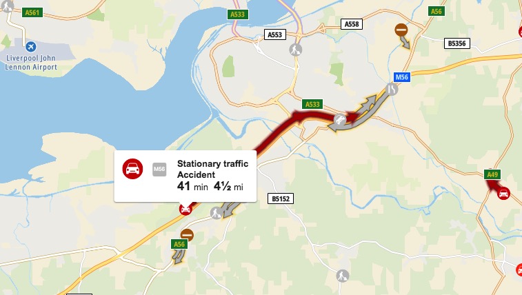 M56 Delays: Cheshire/Deeside Border Traffic Update Following Collision M56 Delays: Cheshire/Deeside Border Traffic Update Following Collision