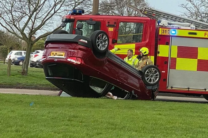 Motorway Incident: Car Overturn On M56, Paramedics On Scene Motorway Incident: Car Overturn On M56, Paramedics On Scene