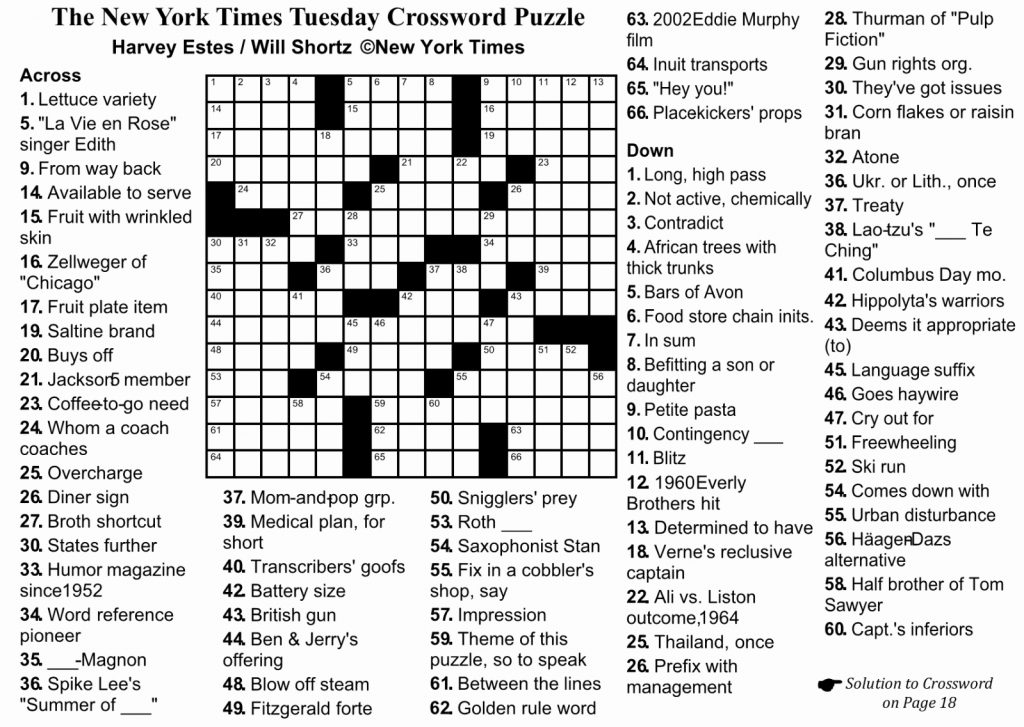 New York Times Crossword Puzzle Answers - April 25, 2025 New York Times Crossword Puzzle Answers - April 25, 2025