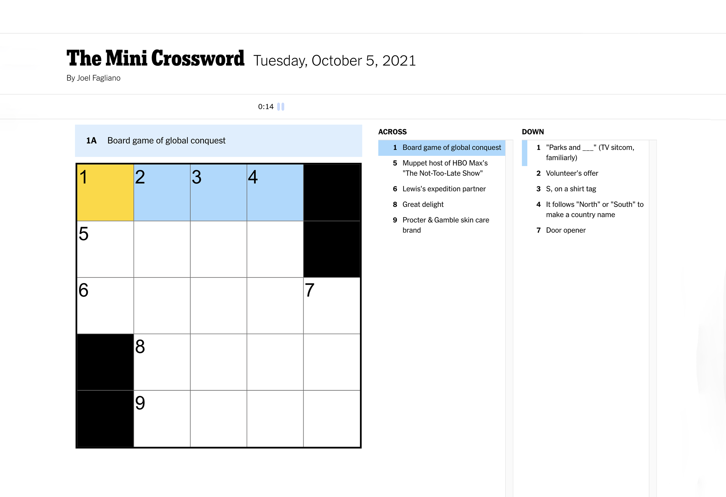 NYT Mini Crossword April 2 Answers NYT Mini Crossword April 2 Answers