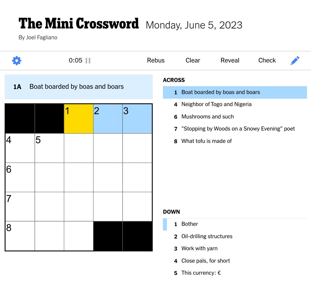 NYT Mini Crossword - March 20, 2025 - Solutions And Clues NYT Mini Crossword - March 20, 2025 - Solutions And Clues