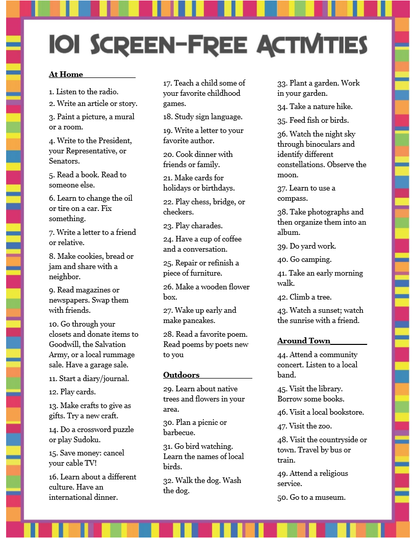 Planning A Screen-Free Week: Tips And Activities For Kids Planning A Screen-Free Week: Tips And Activities For Kids