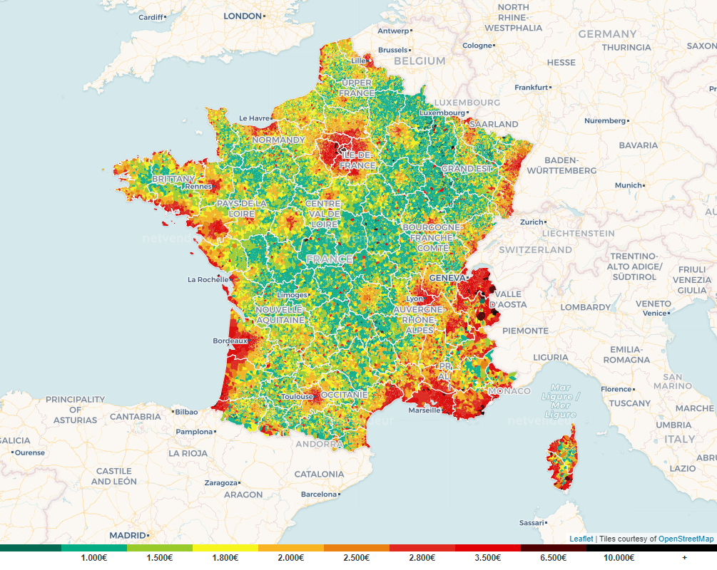 Prix Immobiliers France: Carte Interactive Des Prix Des Maisons Par Région Prix Immobiliers France: Carte Interactive Des Prix Des Maisons Par Région