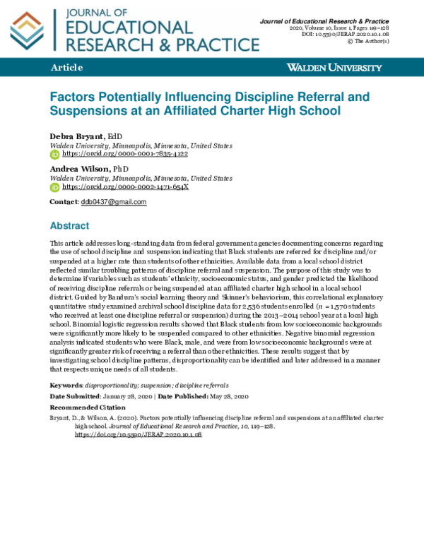 The Case Against School Suspensions: Promoting Positive Discipline The Case Against School Suspensions: Promoting Positive Discipline
